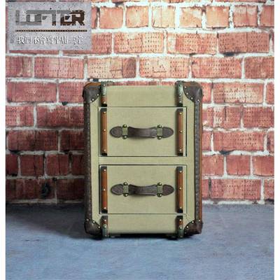 Rc几hard复箱柜角ERPLOFT工业风个性帆布收纳古柜i边几特色餐厅家