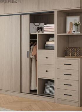 实木衣衣柜全实木柜家用卧室拉门主卧灰色出KIQ杉租房木衣橱移推