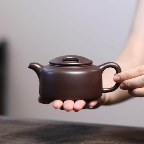 宜紫砂壶575密文中式泡壶9茶具紫泥牛盖莲子1兴0茶ml