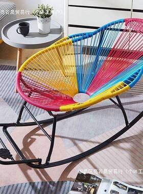 逍遥椅摇摇老人躺椅EES藤椅阳台午沙休懒人发彩色摇摇椅子藤椅椅