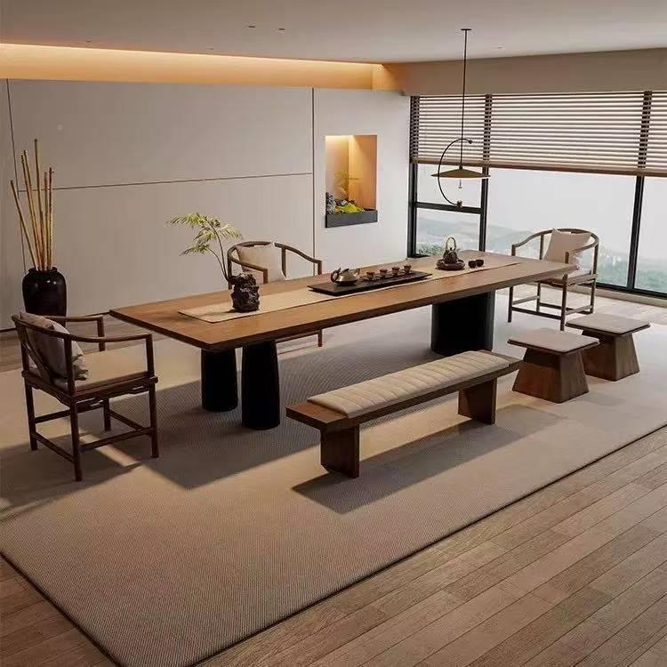 实木茶椅茶组合简约现客厅家桌用原木大CHZ板代茶台办公室功夫实