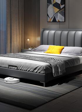 皮家床轻奢现极901代卧大床意式简软包床双人床婚床实主木具网红