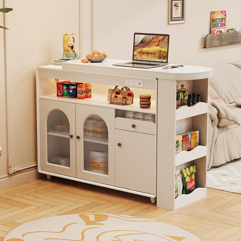 吧台桌家奶油用可伸缩客岩风烤漆吧台板餐边柜隔断一体墙小户型厅