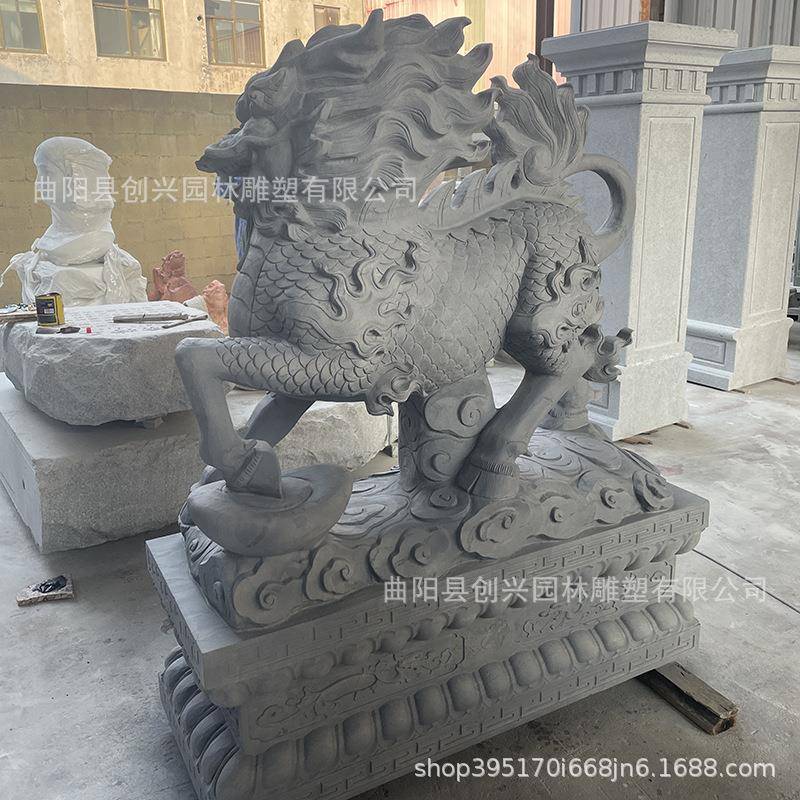 石雕麒麟一对貔汉白玉青石火麟麒IVO貅院酒店别墅公司庭招财门口