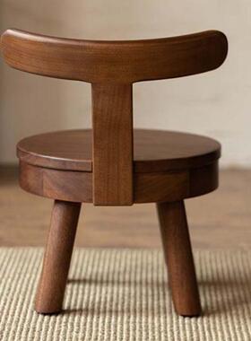 实木背小圆凳可旋转靠小IMY椅子简约几矮凳靠背椅小儿茶童凳家用