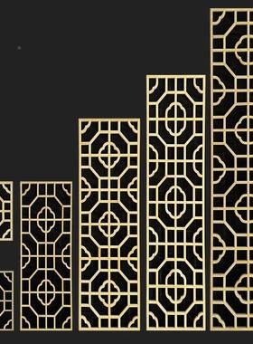 式格实木古花宫花窗仿门IYI窗吊顶木格栅镂空花格挂墙中式格婚礼