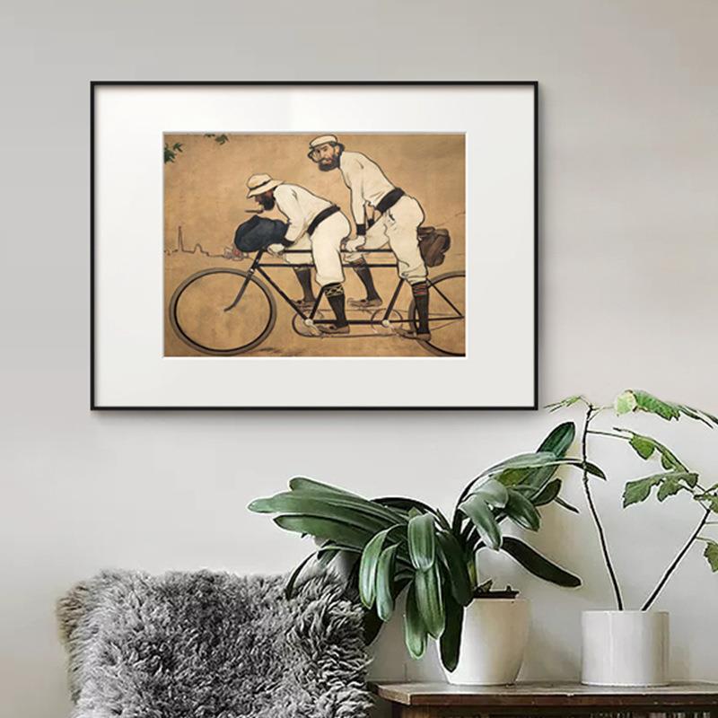 复古怀饰旧自行车物无品牌/装画人现代简约艺术挂画衣帽间骑小众