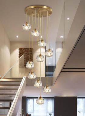 轻奢代10207现简约水晶餐厅吊灯三头旋转楼梯吧灯个性台吊家用餐