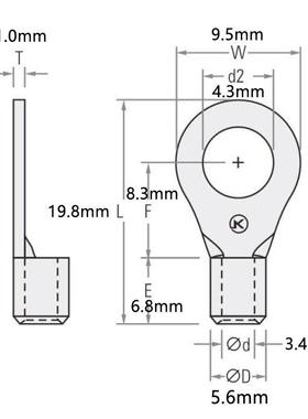 JANB5.-4L紫铜圆形冷压裸端O型KR铜线耳连接器FSE接头5有认证KST