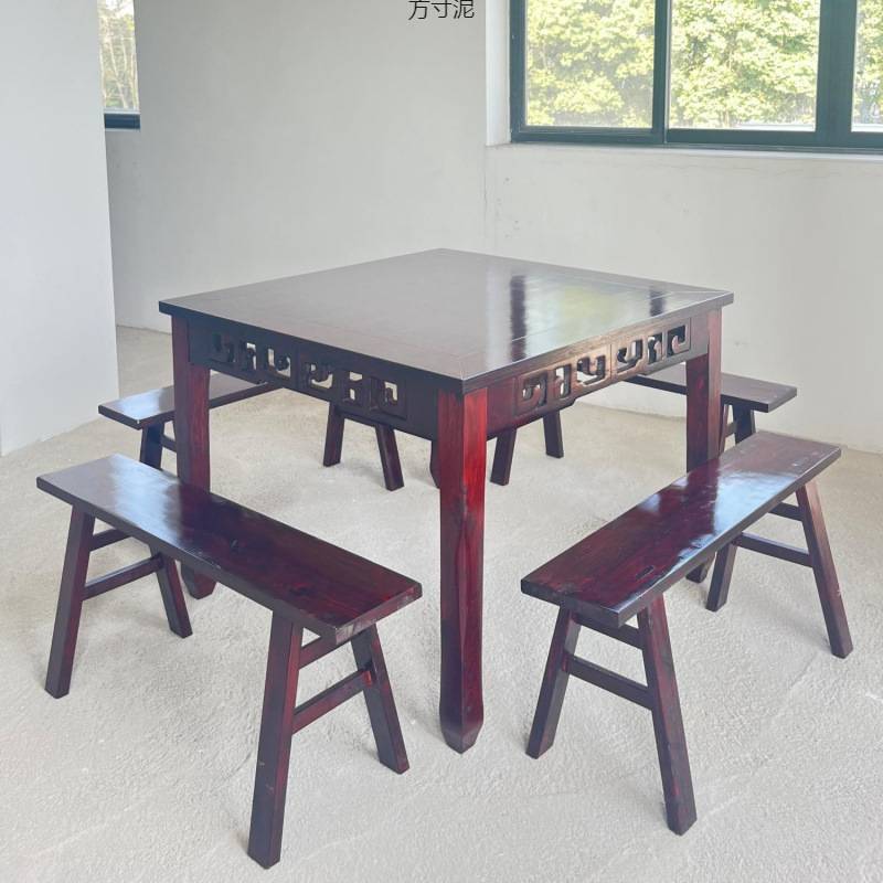 实木中式面馆饭店商用八仙桌四方仿古正方形方桌餐桌餐桌椅家用厂