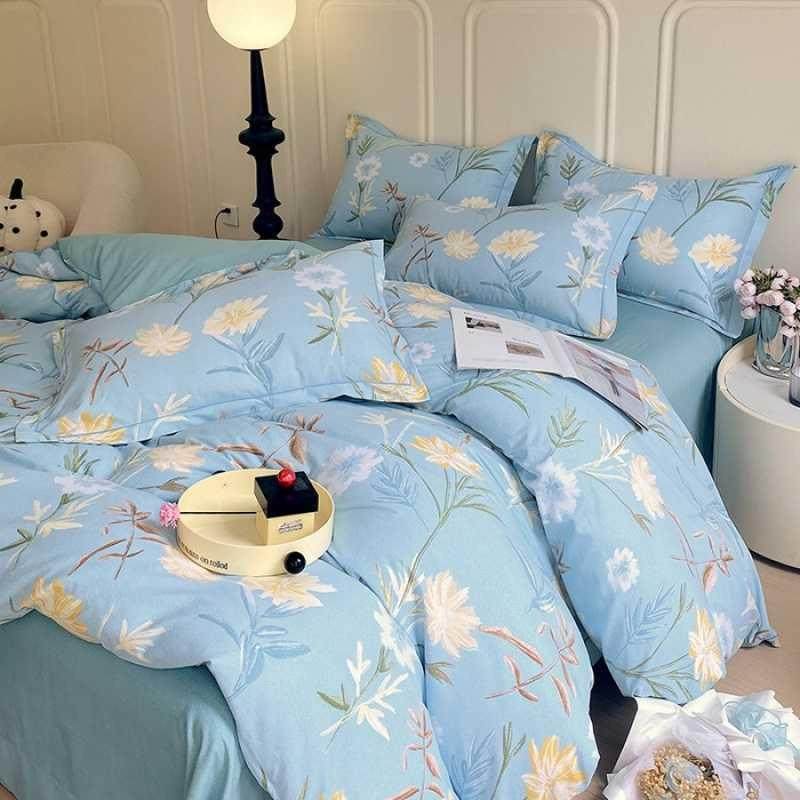 （总）悦新HDQ织湾家纺2025新款奢全棉四件套花款轻加厚磨毛印AB,床上用品,酒店床品套件,淘宝优惠券,粉丝福利购,淘宝优惠卷