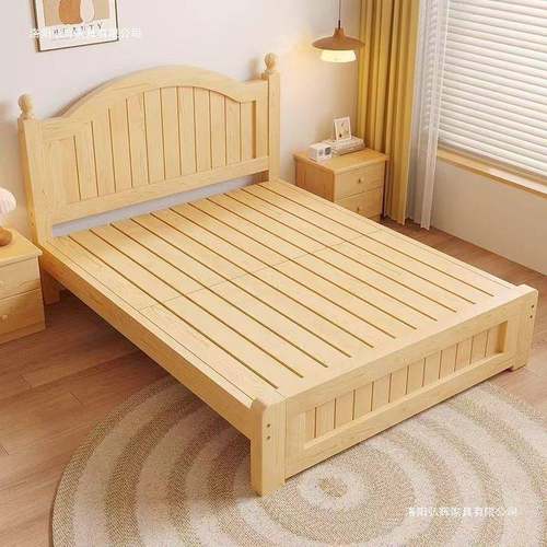 全实木床简约现代1家.5双HLU人床主卧租房用经济型1米.出2米单人