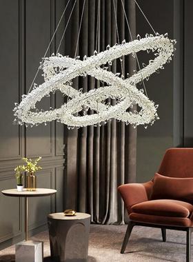 客厅灯简约晶灯轻IE2022年新款卧室奢艺术个性灯环形餐厅水吊灯跨