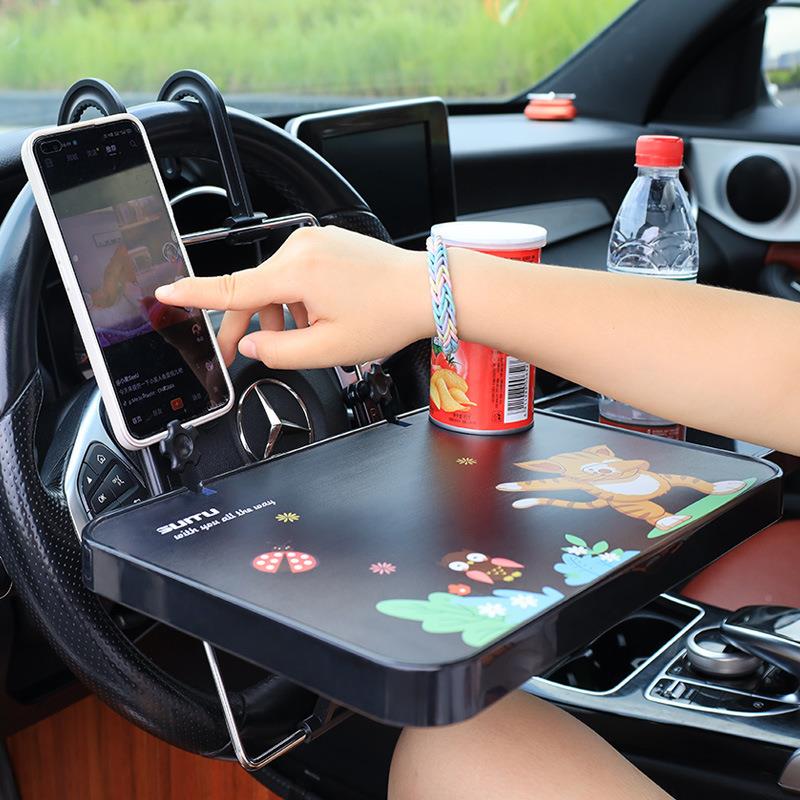 车载桌板后排汽车桌餐折叠电桌小脑饭桌学小LAH习桌电脑架笔记本