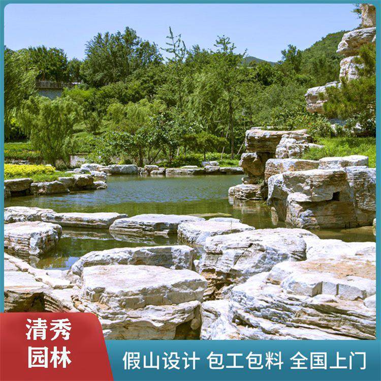 庭院山景VKI观假水千层石鱼造池景户流外假山设计制作安装