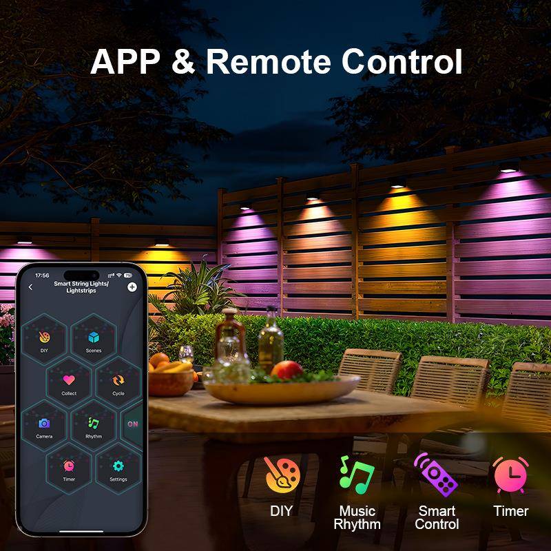 新LED能AP智P点节控幻彩屋檐灯户款外防AVS水IP67庭院日氛围灯串