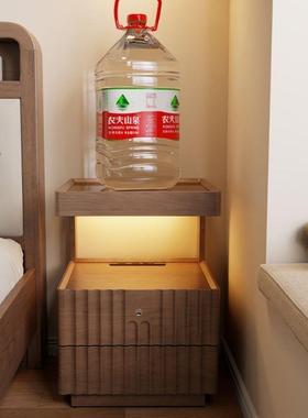 实木床头柜室现代家用卧HPJ带锁储物柜小型床边置约物简架简易收