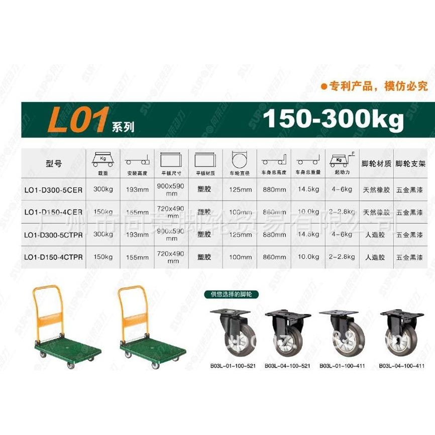 CHBUPO世向荣动力1S50KG公超静音塑料拉拖车办钢界制折叠手推平板