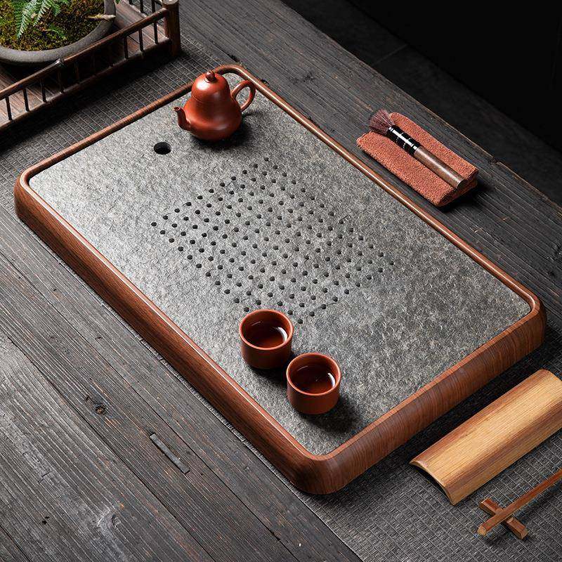 025新款茶盘家用乌金石储水2式排水石干泡QCY台茶具小茶台托沥水