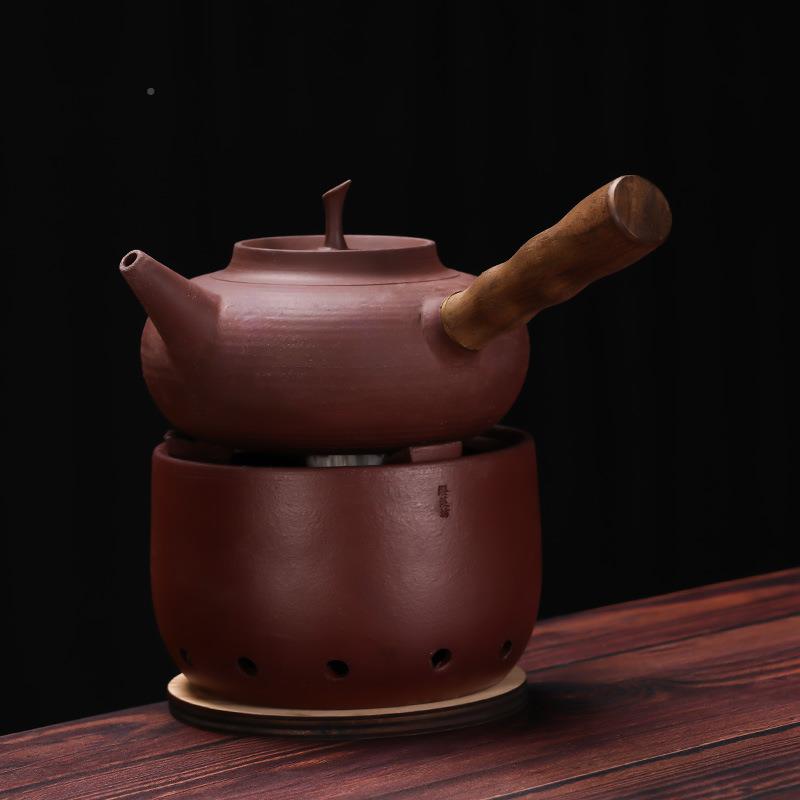 仁坤沏侧把砂壶泡茶壶酒精炉泡茶茶壶用紫富贵家XXE茶壶简约