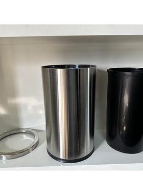 黑色垃圾桶不锈钢304MKM开无盖口现代家用酒风厨房垃圾店桶厂家直