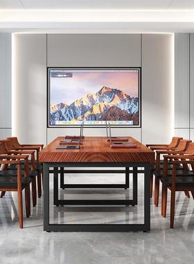 简约实大型会办议桌长桌原木公长条ZG-81911洽桌loft工作台电木脑