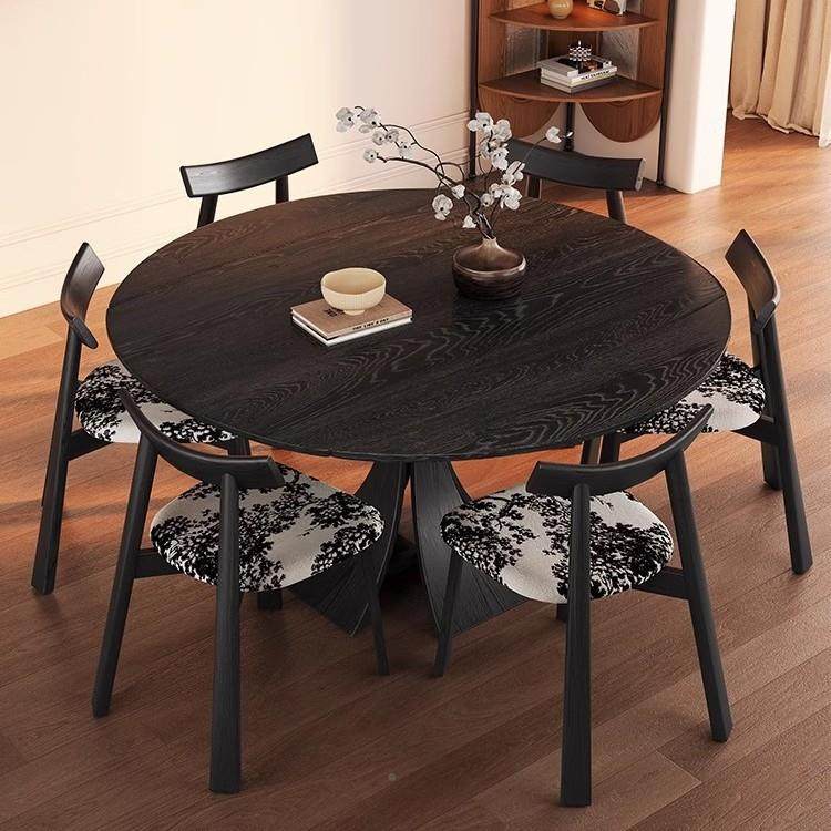 美式复古折叠款餐桌可缩变圆式桌2无品牌/025新伸圆形法中古风实