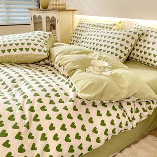 225新款0提花泡泡棉四件母套婴FJO级清新床单被套小床上用品三件