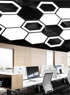 创意个业性六边形造型吊灯le网d巢组合办公室咖健ALG身房工风蜂灯