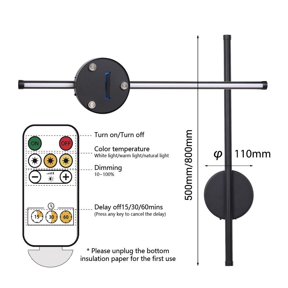 遥控圆充盘D电壁灯L室内DZM客厅卧室床头装饰灯E免接线磁吸壁灯