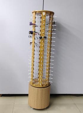 新款落地旋转s竹824木示眼镜展架六面s太阳眼镜陈列货架unglases