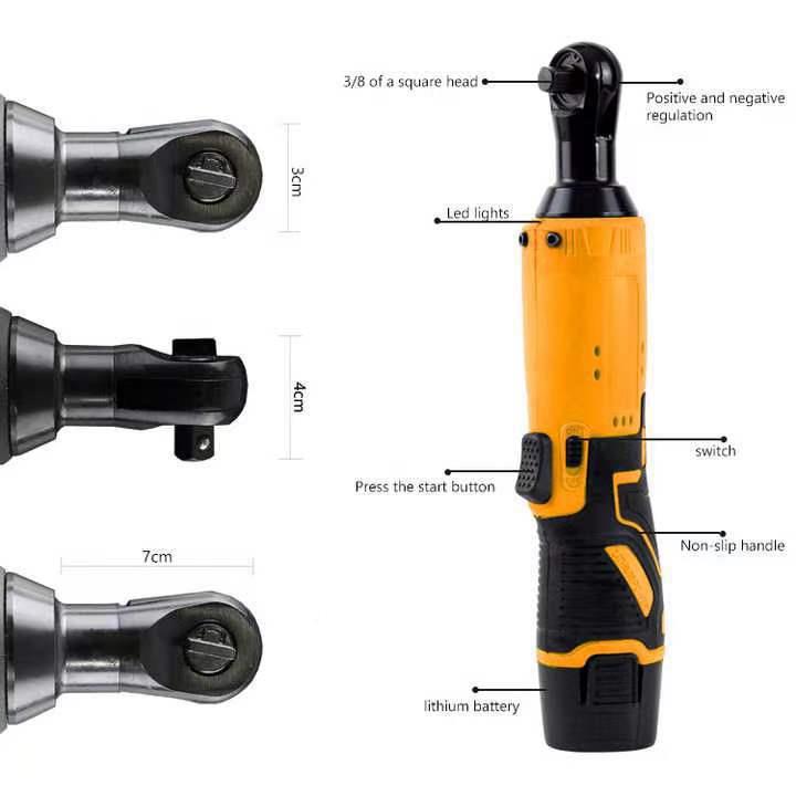 1YRE2v充电式棘轮直拐角扳弯器弯头扳手大扭力90°直角电动棘轮手