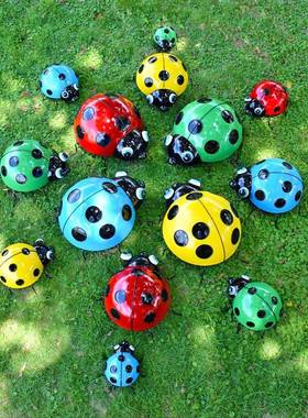 厂家直销外庭院花园户虫装饰铁艺J-G8029甲七星瓢虫摆件树仿真动