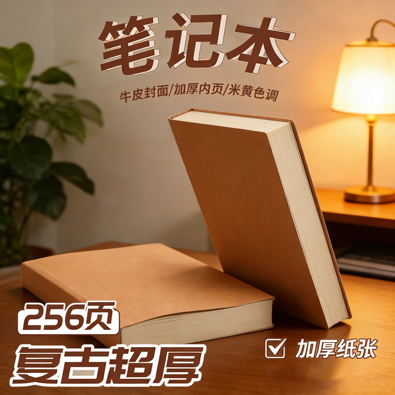 唐棠良品牛皮笔记本a5加厚新款笔记本初高中生复古办公小本子