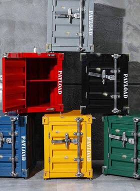 工储业意风集装箱床柜物柜复古做旧创床边小柜子小53601656型储头