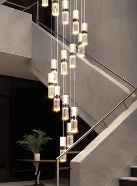 现代轻奢梯别旋转楼竹节水晶长墅吊灯loft复灯式楼中90209空客厅