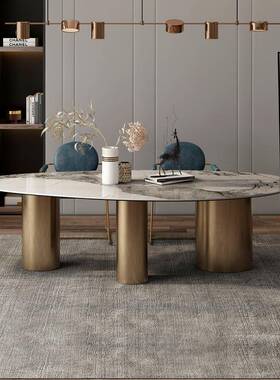 意式岩餐桌不锈钢家用水滴形异形奢板a石超晶石45454bter设计师x