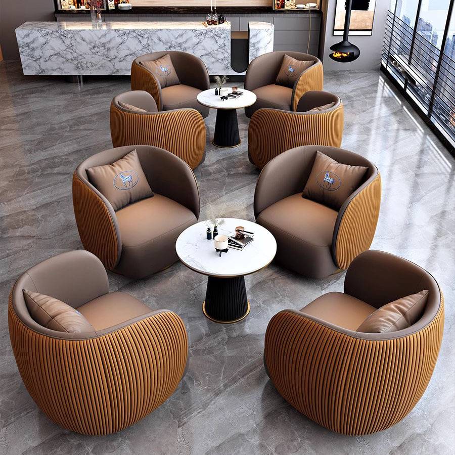 轻奢商务洽谈沙发售楼部4S店会客接待沙发办公室休息区单人沙发