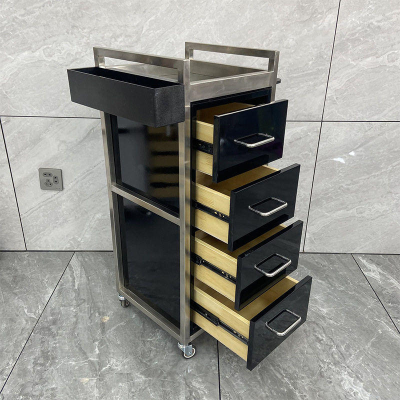 不锈钢美发店工具柜理发店工具台剪发柜子发廊专用推车烫染工具车