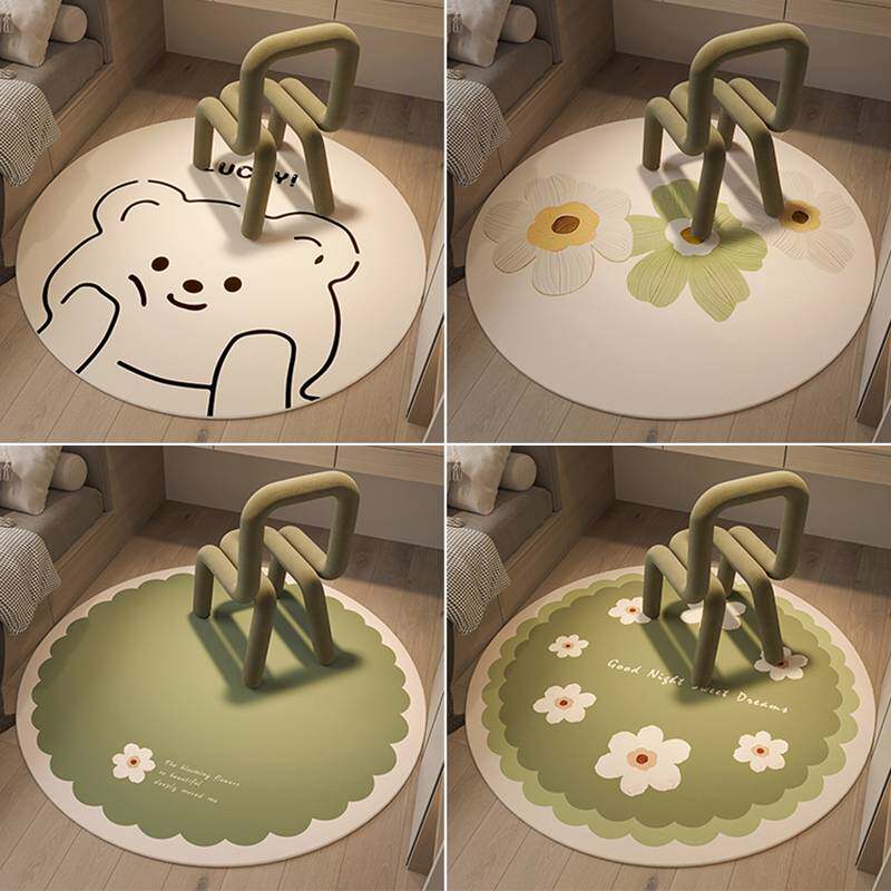 儿童房圆形地毯防滑地垫小脚简约衣帽间转椅凳子垫子垫卧室梳妆台