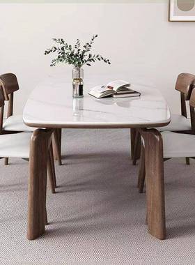 馨佰利2052新款板岩餐桌长家用小户型桌子奶油79778风现代方形饭