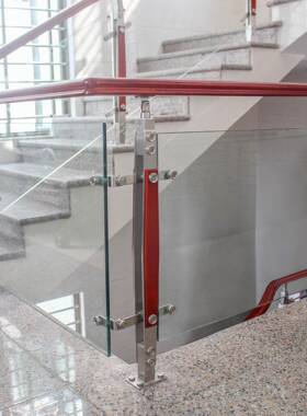 实木PVC楼梯手钢玻璃栏杆阳扶台护栏30室4不锈立柱阁楼室内外GPL