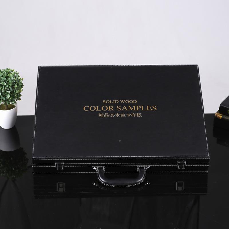 高档手提PU岩皮质石英石玻板展示盒屋HPR璃铝材样品盒全制作色卡