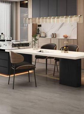 意式岛台餐桌可伸缩一体家47515岩用板户型极简厨房导台轻奢大饭