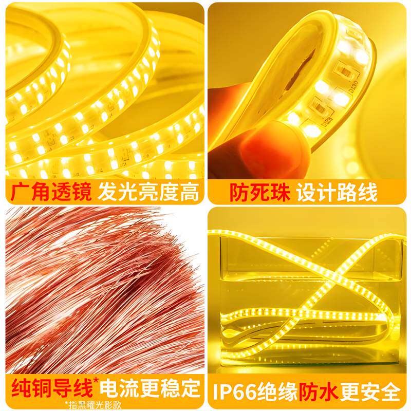 ?别墅外墙屋檐装饰灯带220v超亮庭院门头广告牌led软灯条户外防