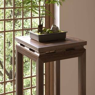 中式北美黑胡桃木花架客厅落地实木新款宋式美学花几户外阳台边几