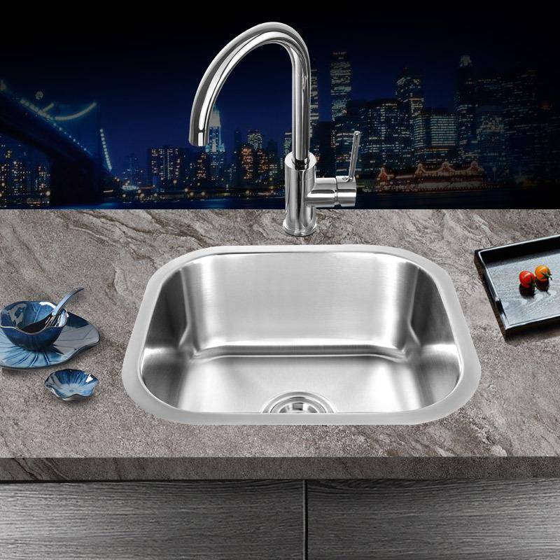 304不钢水槽台下单OA-4338A盆星盆1锈.0m拉m伸槽单厨房洗菜池圆角