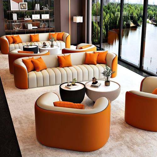 轻商用大厅洽谈接待会客室店商务办公室茶几奢酒桌沙发椅直无品牌