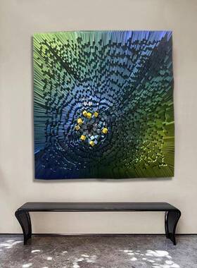 现艺代简约奢玄关饰画手工抽象立体实装物23.06.07画样板轻房挂画