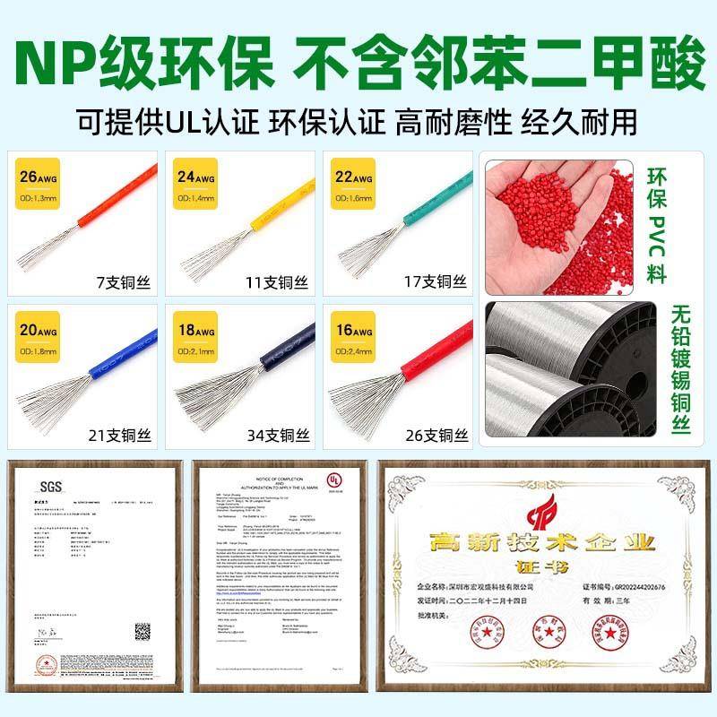 宏盛UL10074电子线正标AW1G82观0222电子设QGH备LED照明电路配线